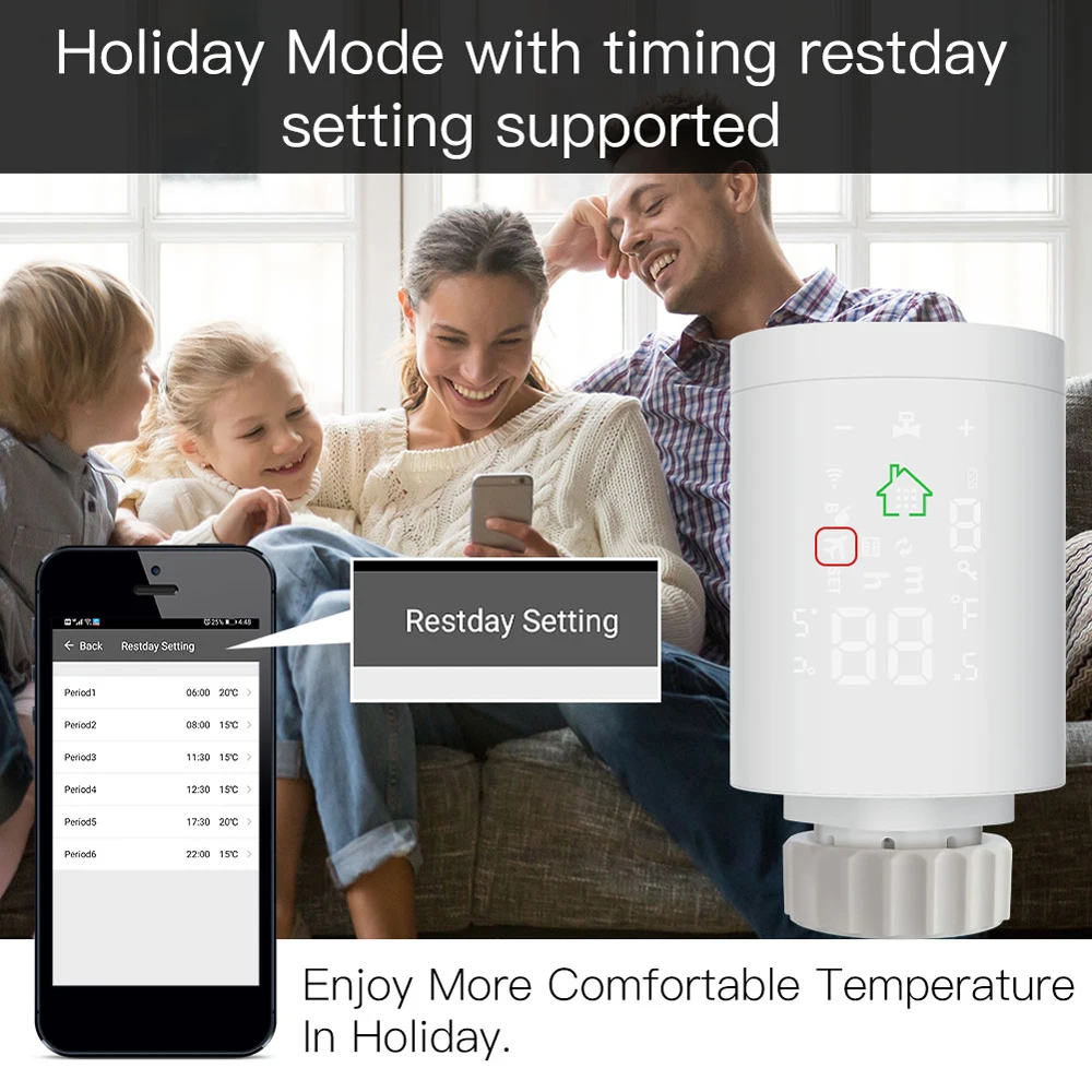 6pcs Tuya ZigBee 3.0 Smart Thermostatic Radiator Valve Temperature Control Voice Remote Control Via Alexa Smart Life App