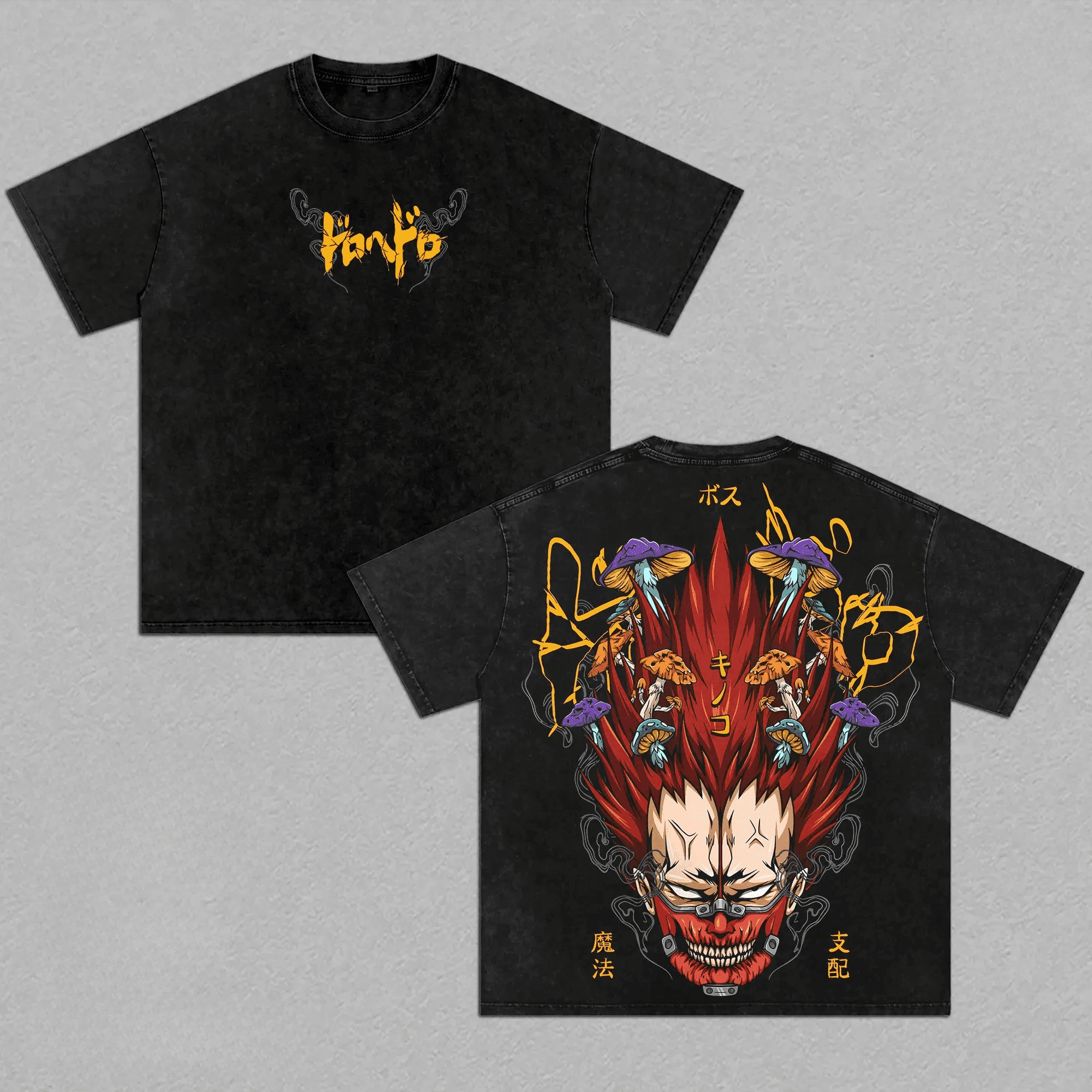 Anime Dorohedoro En Printed T-shirt Manga Vintage Washed Oversized T Shirt Men Women Clothing Short Sleeve Cotton Tee Tops