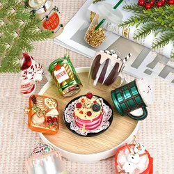 Christmas Lollipop Ice Cream Cake Xmas Tree Pendants Painting Glass Beverage Food Navidad Home Decoration New Year Gift Supplies