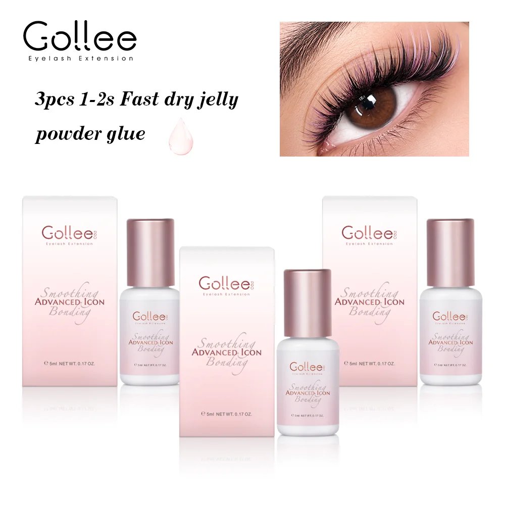 Gollee 1s Fast Drying Pro Lash Extension Glue Eyelashes Adhesive Waterproof Grafting Eyelash 15ml Super Bonder for Salon Makeup
