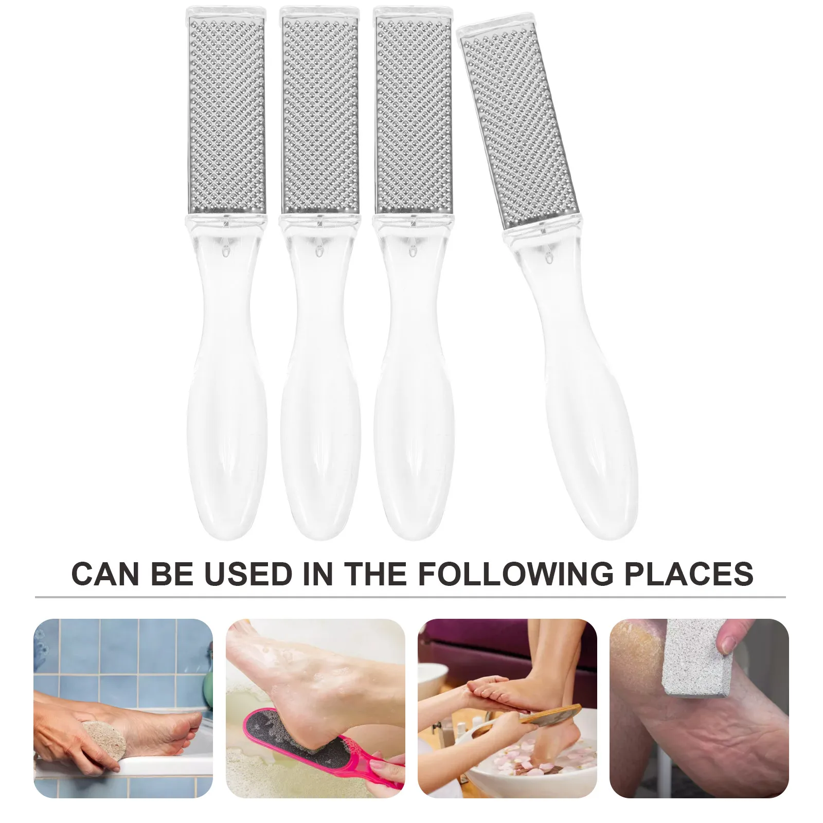 

4Pcs Professional Handheld Foot Exfoliating File Metal Foot Care Tool for Smooth Feet Callus Remover Dead Skin Trimmer Pedicure