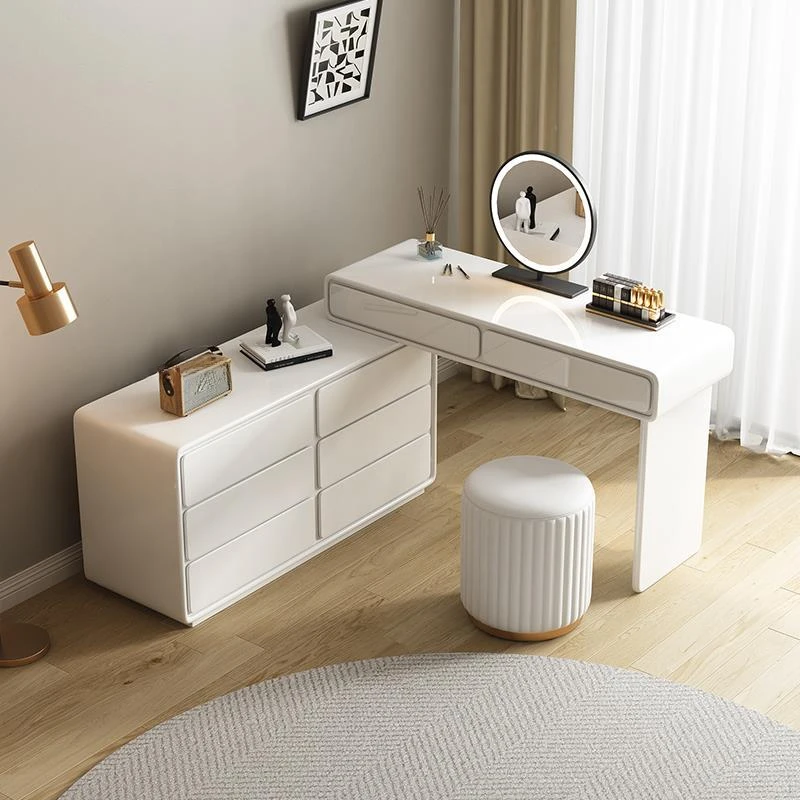 Modern Simple Dressing Table Bucket Cabinet Integrated Bedroom Solid Makeup Table Wood Cabinets White Storage Cabinet Furnitures