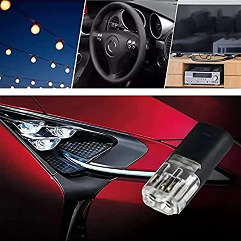 뜨거운 이중 와이어 플러그인 커넥터 + 잠금 버클, 와이어 스트리핑 없음 절단 2 웨이 2 핀 LED 커넥터 AWG 20-24 20PCS