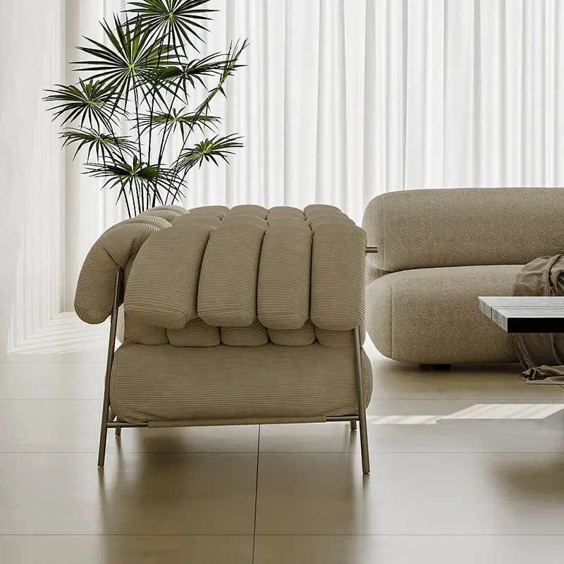 Sofá individual de lujo ligero francés, estilo crema