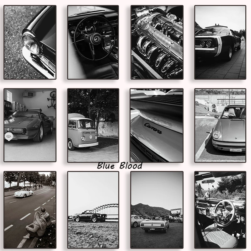 Pósteres clásicos Vintage en blanco y negro para coche, autobús, pintura en lienzo e impresiones, imagen artística de pared para decoración del hogar y la sala de estar