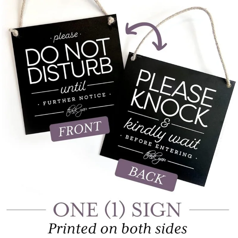 Do Not Disturb sign  with lanyard double sided DO NOT DISTURB and PLEASE KNOCK wooden  door sign for Bedroom Bathroom Hotel