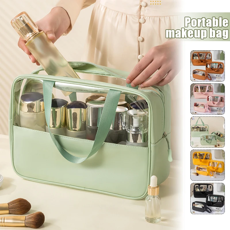 

Transparent Waterproof Portable Travel Cosmetic Bag Pvc Makeup Toiletry Wash Bag Holder Foo Outdoor Carry Bathroom Storage