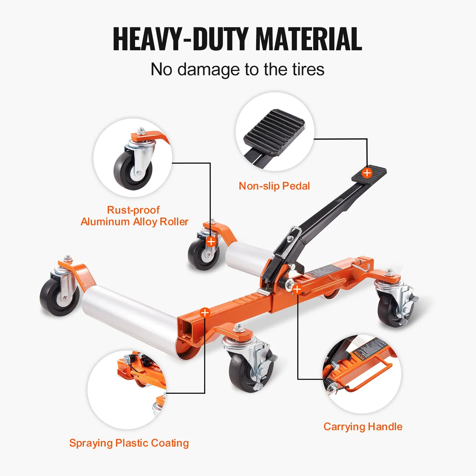 Wheel Dolly ,1 Piece Wheel Dolly Car Skate Vehicle Positioning with Ratcheting Foot Pedal, Ratchet Type Tire Skate Tire Jack