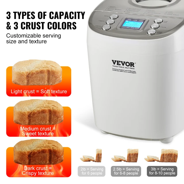 SucceBuy 2/3 LB Bread Maker 15-in-1 Dough Machine Nonstick Ceramic Pan Automatic Bread maker with Gluten Free Setting 3 SucceBuy 2/3 LB Bread Maker – 15-in-1 Automatic Dough Machine with Nonstick Ceramic Pan – view 3