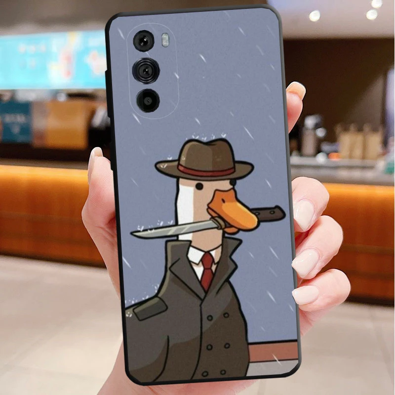 Cartoon Cute Goose Duck Case For Motorola Edge 50 40 Pro 50 40 30 Ultra Neo Fusion Moto G Play G Stylus G Power G 5G