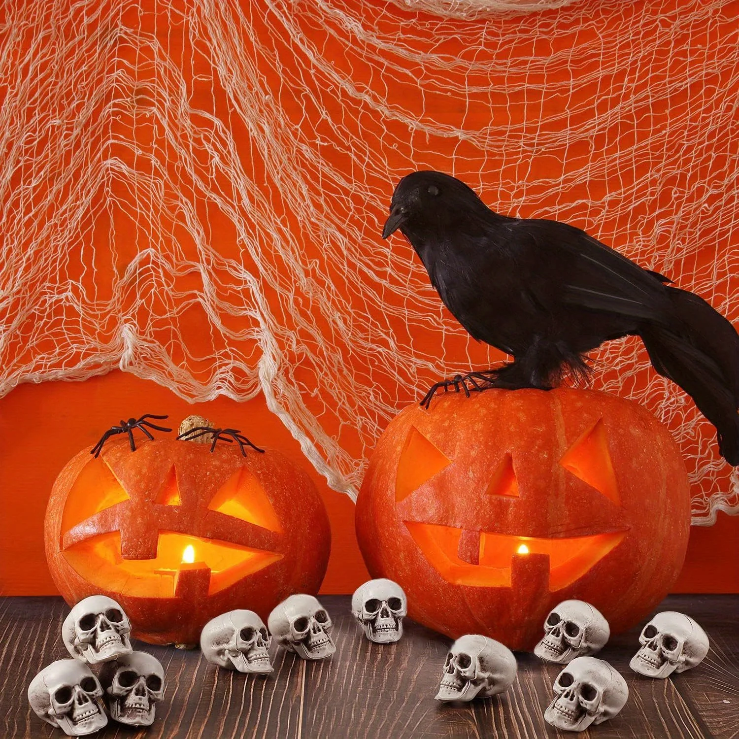 10 قطع من رؤوس جمجمة بلاستيكية واقعية صغيرة: عظام مخططة، متينة مرحة. لا حاجة للكهرباء لجميع القديسين/الجزء المخيف/الموضوع #3