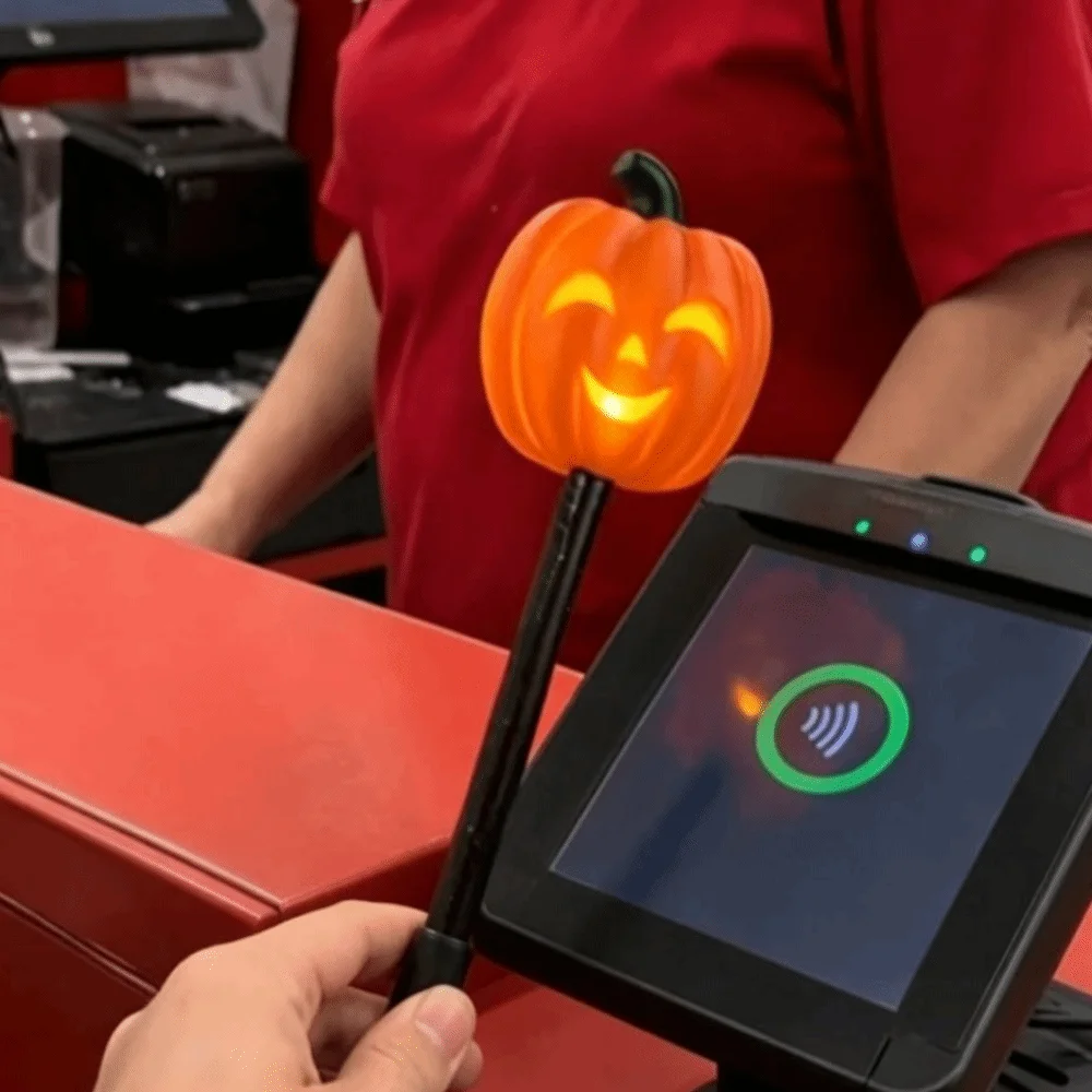 Touch Sensitive Halloween Magic Wand Pumpkin Design Handheld Touch Sensitive Wand 3D Printed Non-Contact Pumpkin Tap Wand