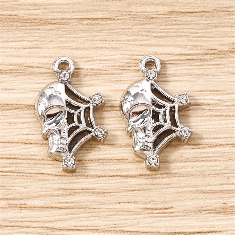 5 Stück 11x19mm Punk-Metall-Skelett-Spinnennetz-Anhänger für die Herstellung von Halsketten, Ohrringen, Armbändern, DIY-Bastelarbeiten und Schmuckzubehör – Detail 8