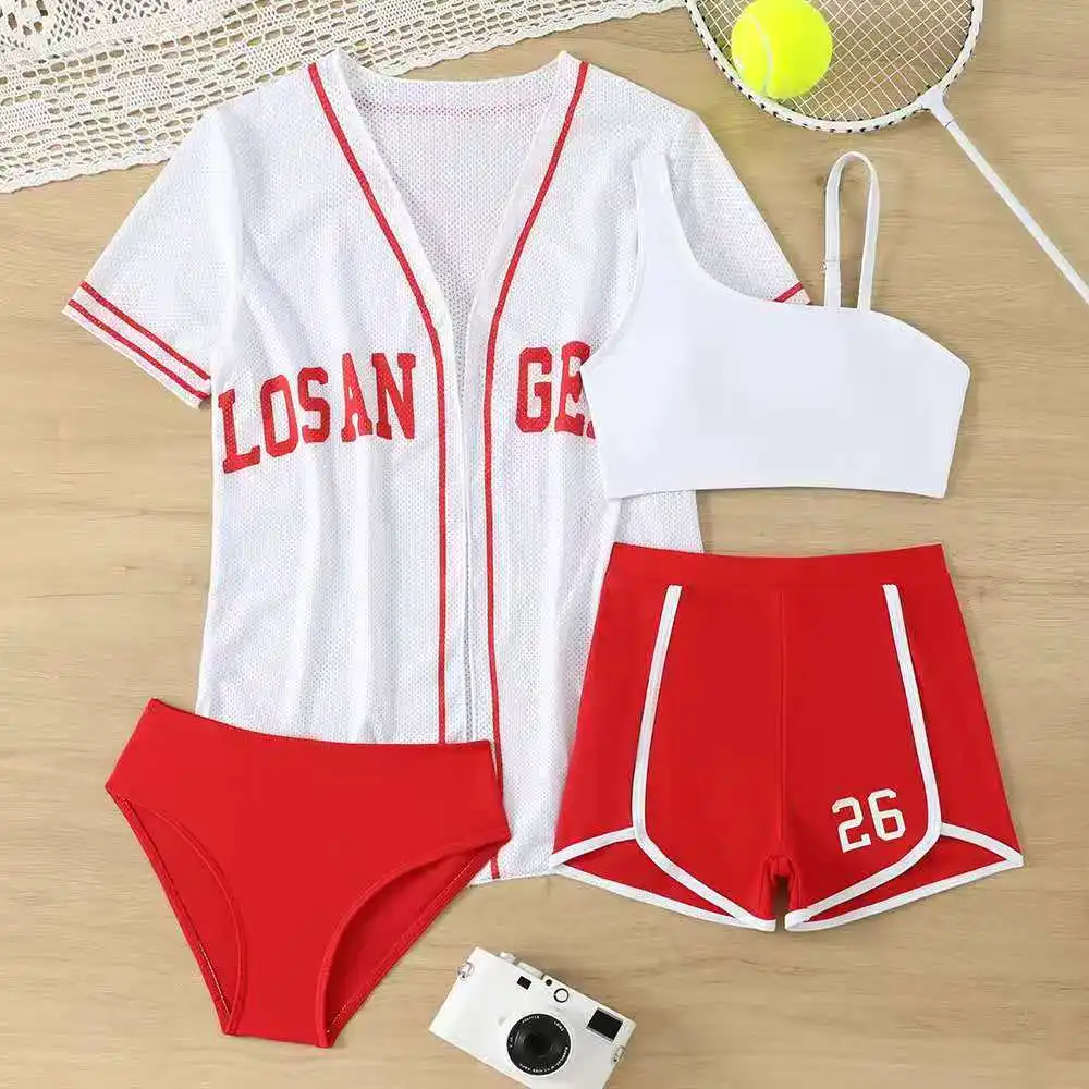 

4 Pieces Bikinis & Top & Short 2026 Girls Swimsuit Kids Swimwear Female Children's Bathers Bathing Swimming Swim Suit Beachwear