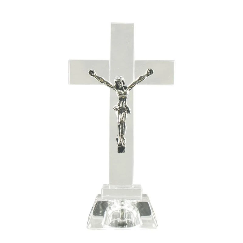 Crystal Jesus for Cross Statue for Home Church Desktop Decoration Religious Gift for Creative Figure Craft Ornament