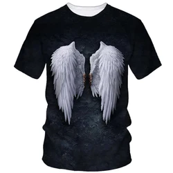 New Creative Angel Wings Printed Men's T-Shirt Casual Personality Comfortable Loose Short Sleeve Street Personality Harajuku Top