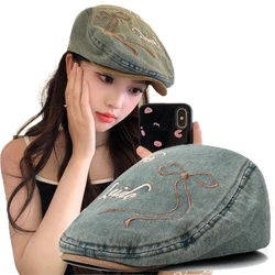 2024 Newsboy Caps Cotton Flat Peaked Cap Men and Women Denim Painter Beret Hats Gatsby Forwarder Caps Driving Hunting Cabbie Hat