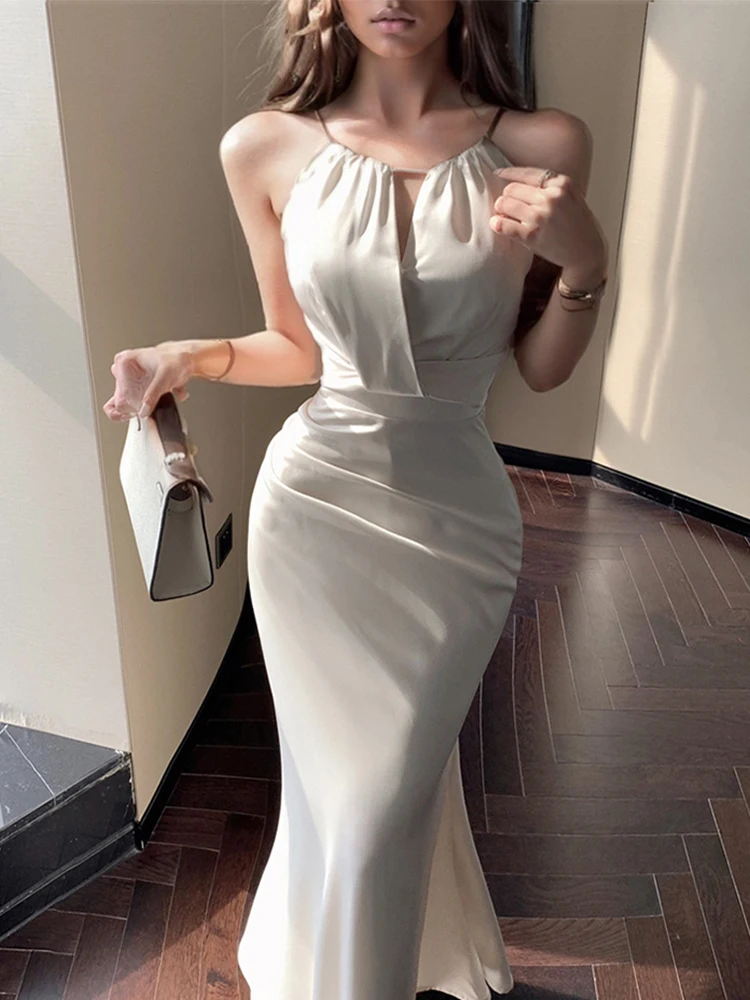 

White Dress Party Dress Tube Top Suspender Long Skirt Women's Clothing