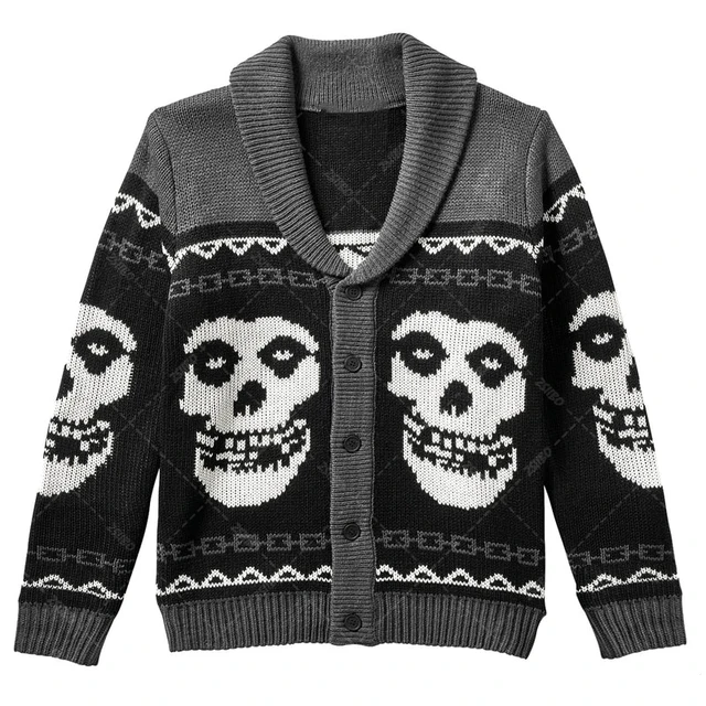 Fall/Winter Y2K Portrait Printed Harajuku Sweater Fashion Men and Women Long Sleeves Coat Warm Gothic Ghost Pattern Sweaters