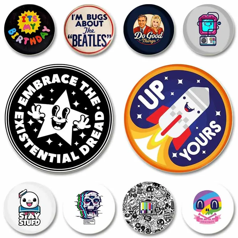 Cartoon Cat with Knife Lapel Pins Custom Funny Sayings Button Brooch Everything Is Fine Badge Bag Clothes Jewelry Accessory Gift