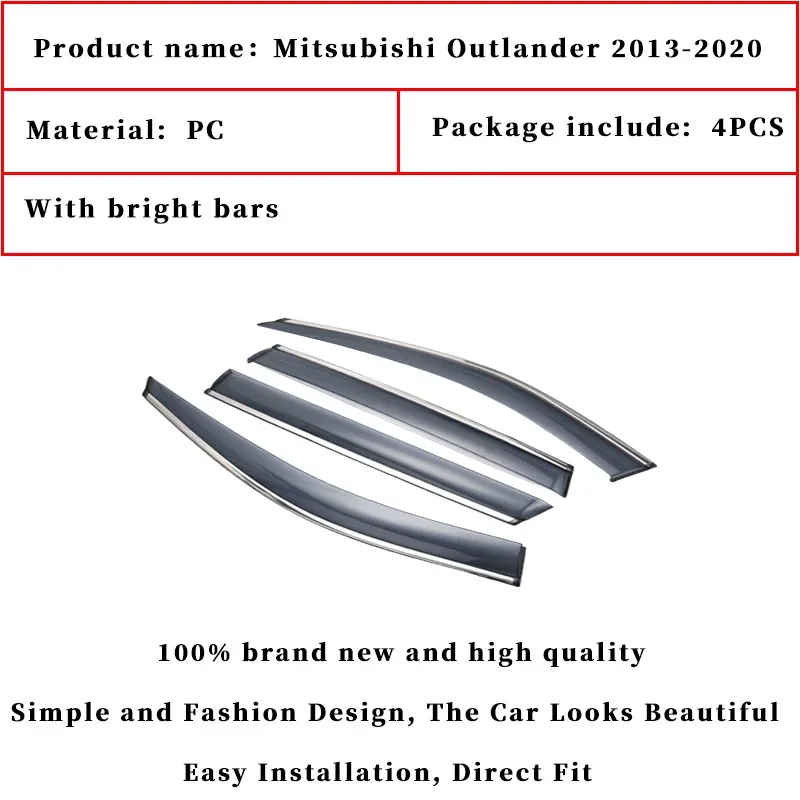 For Mitsubishi Outlander 2013-2020 Car window rain cover Visor Vent Shades Window Sun Rain Guard  car accessories 4pcs