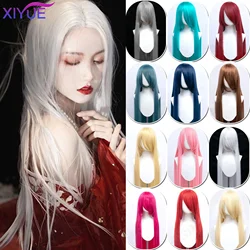 XIYUE Synthetic Color Long Cosplay Wigs 100cm Lolita Wig Green Pink Blonde Purple Straight Wig Halloween Party Hairstyle