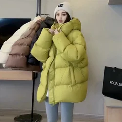Women Oversized Parkas Hooded Thick Coat Ladies Soft Kawaii Jacket Outerwear Autumn Winter Warm Long Sleeve Bomber