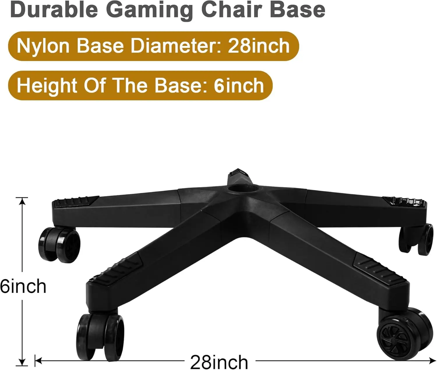 

28 Inch Heavy Duty Nylon Gaming Office Chair Base Replacement Part With 5 Casters