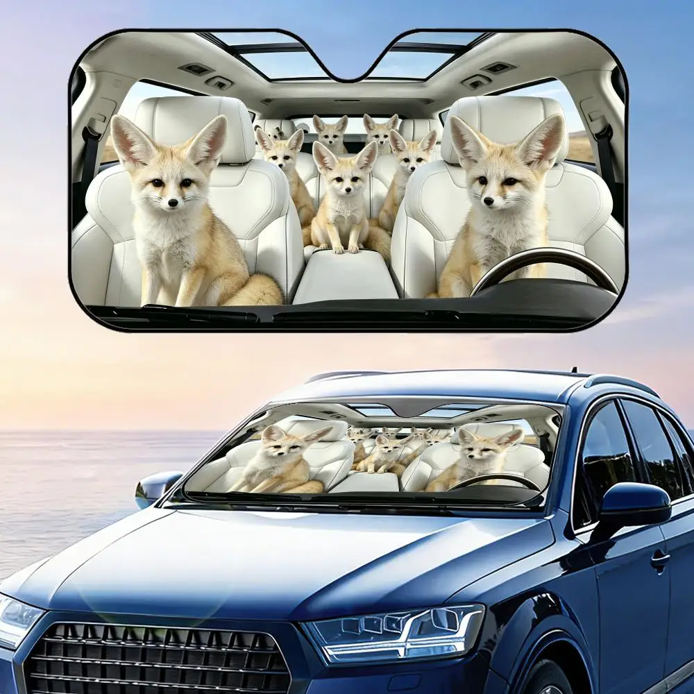 

Animal Fennec Fox Driving Sun Visor Foldable Universal Car Windshield Sun Shade UV Protection Heat Insulation Foldable Cover