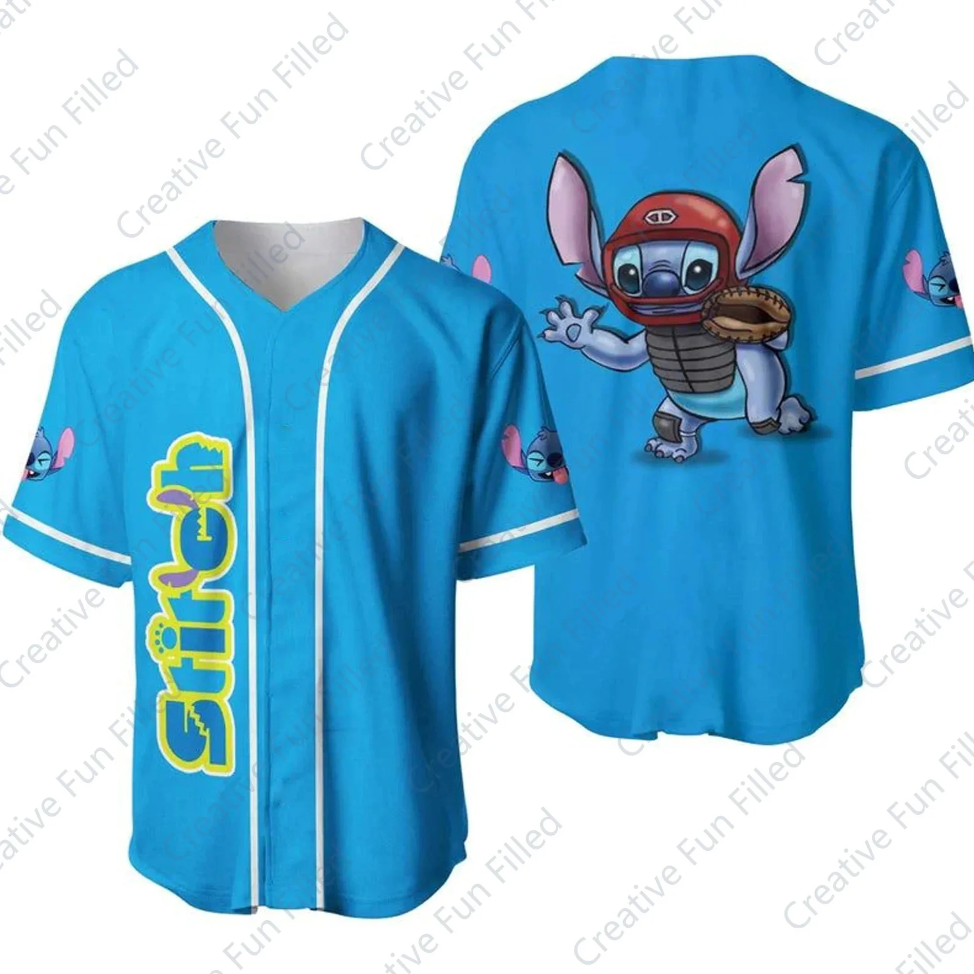 Disney Black Blue Personalized Unisex Cartoon Baseball Jersey Pattern T Shirt Disney Fans Loose and Breathable Top T-shirt