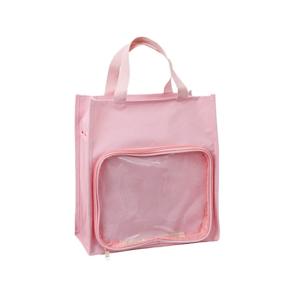 Large-capacity Transparent Itabag Multi-functional Foldable Students Tutorial Bag Lightweight Solid Color Canvas Handbag