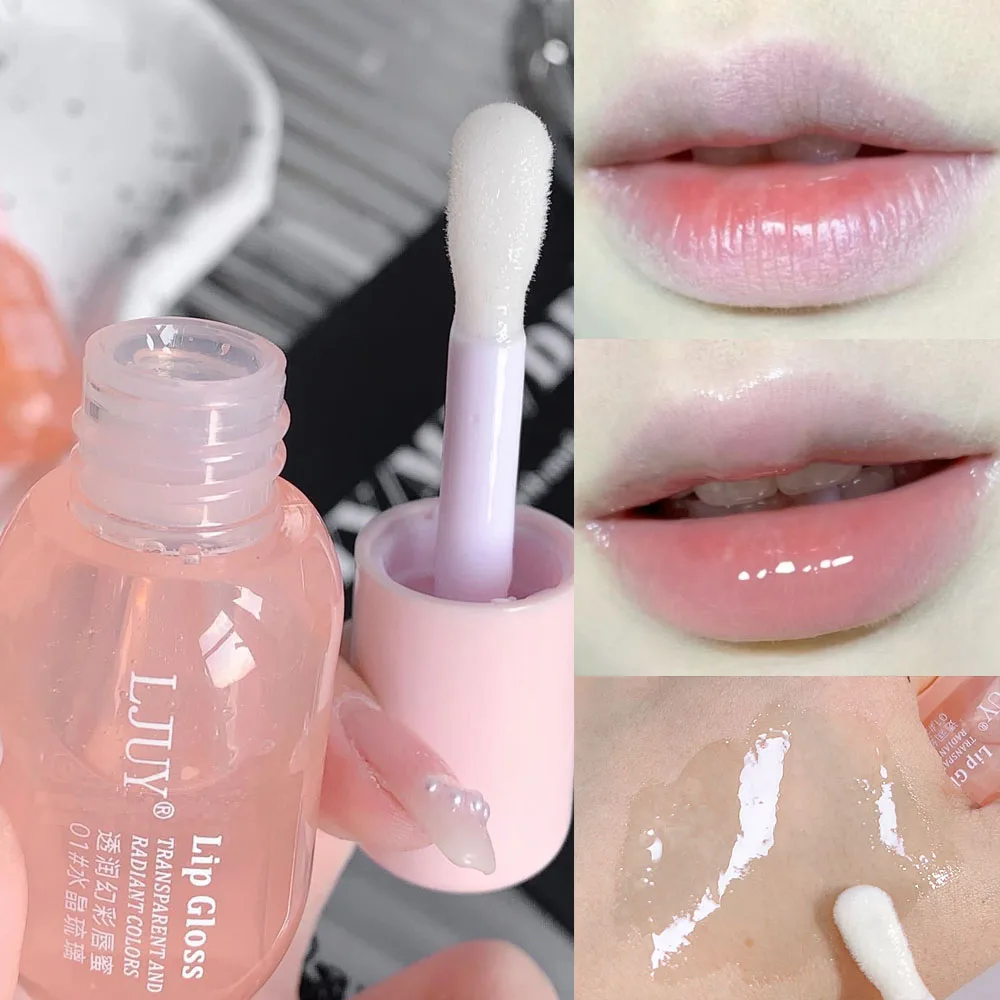 Crystal Jelly Lip Oil Lasting Hydrating Lip Gloss Tinted กันน้ําโปร่งใส Moisturizing Lips Plumper เกาหลี Care เครื่องสําอาง