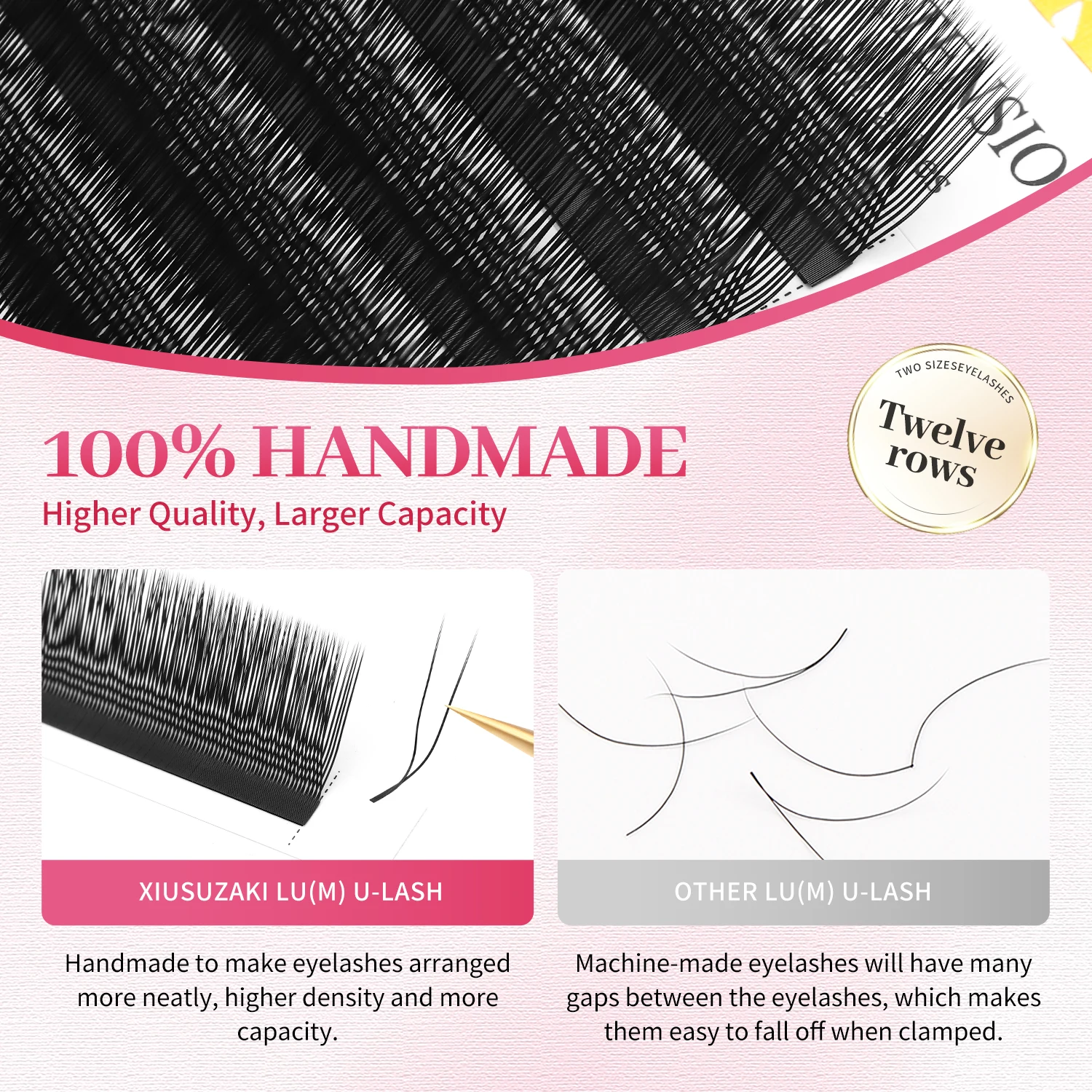 XIUSUZAKI L/LU/M Curl U/W Estensione ciglia a forma di U YY 3D 4D 5D W Estensioni ciglia Ventole di volume preconfezionate Ciglia finte