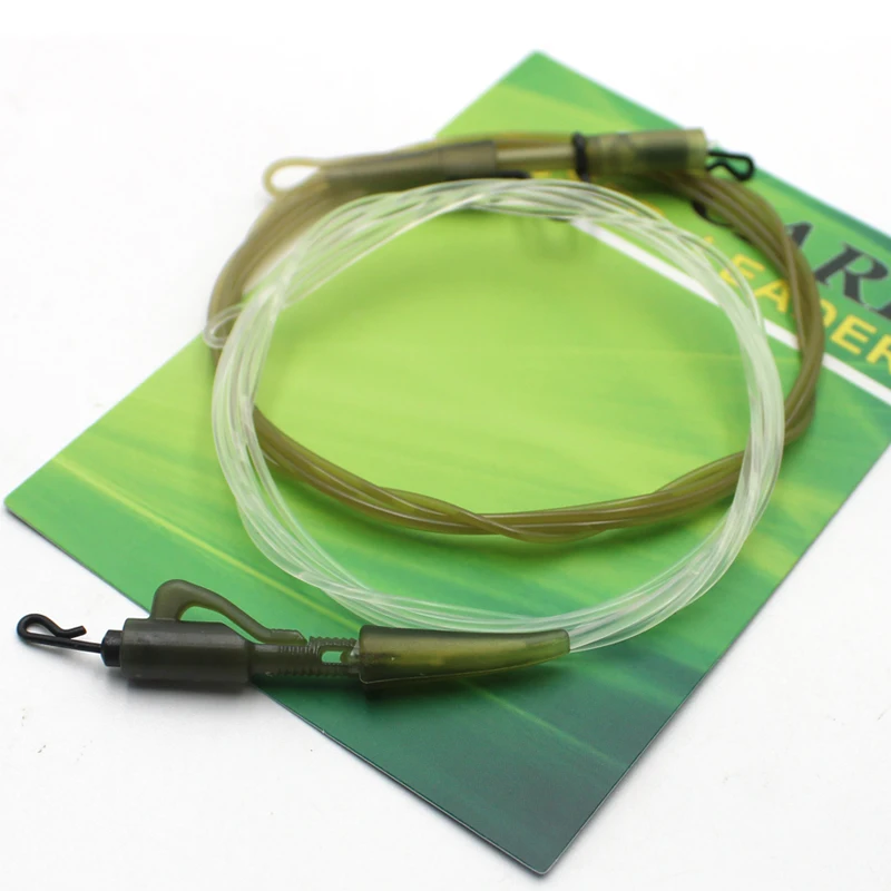 100CM Carp Fishing Line Fluorocarbon Carp Leaders with Fishing Tackle QC Hybird Clip Fused Loop Leaders Non Lead Core