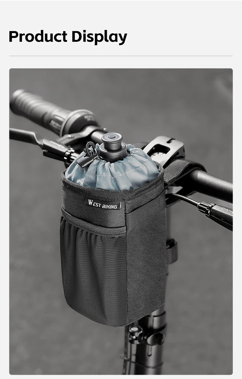WEST BIKING Isolierte Fahrradflaschentasche Wasserabweisende Lenkertasche mit Seitentasche MTB Rennrad Aufbewahrungsorganizer – Detail 15
