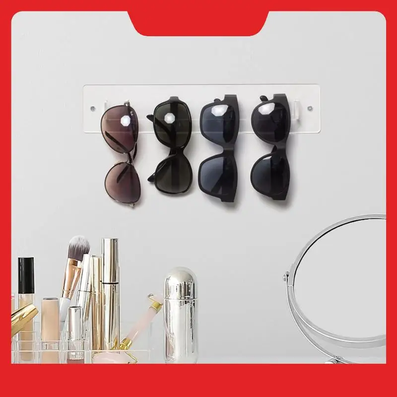Modern Wall Mounted Clear Acrylic Sunglasses Hanger Rack, Eyewear Display Rail Holder For Entryway Living Room Bedroom Reusable