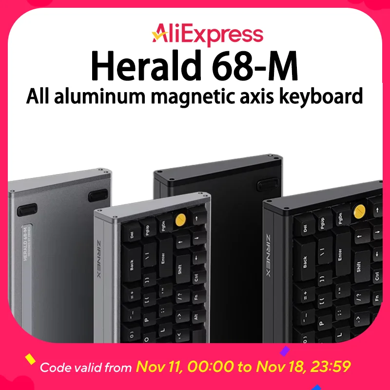 

ZIRNEX Herald68-M полностью алюминиевая игровая клавиатура для киберспорта с магнитной осью, 68 клавиш, поддержка веб-драйвера с низкой задержкой