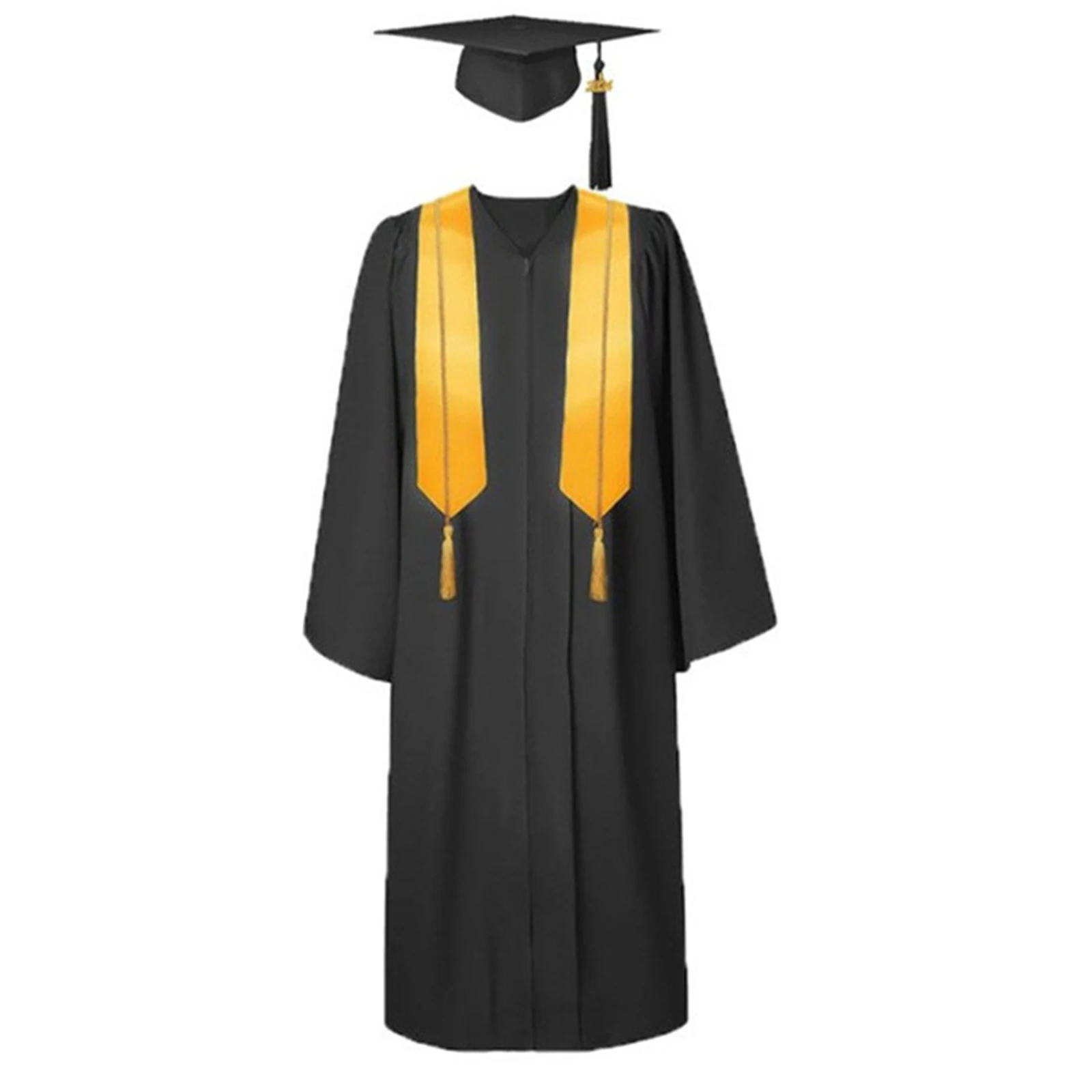 2026 Adults Graduation Cap and Gown Set with Tassel Honor Cord Gold Stole Adult Unisex Graduation Costume for College School view 2