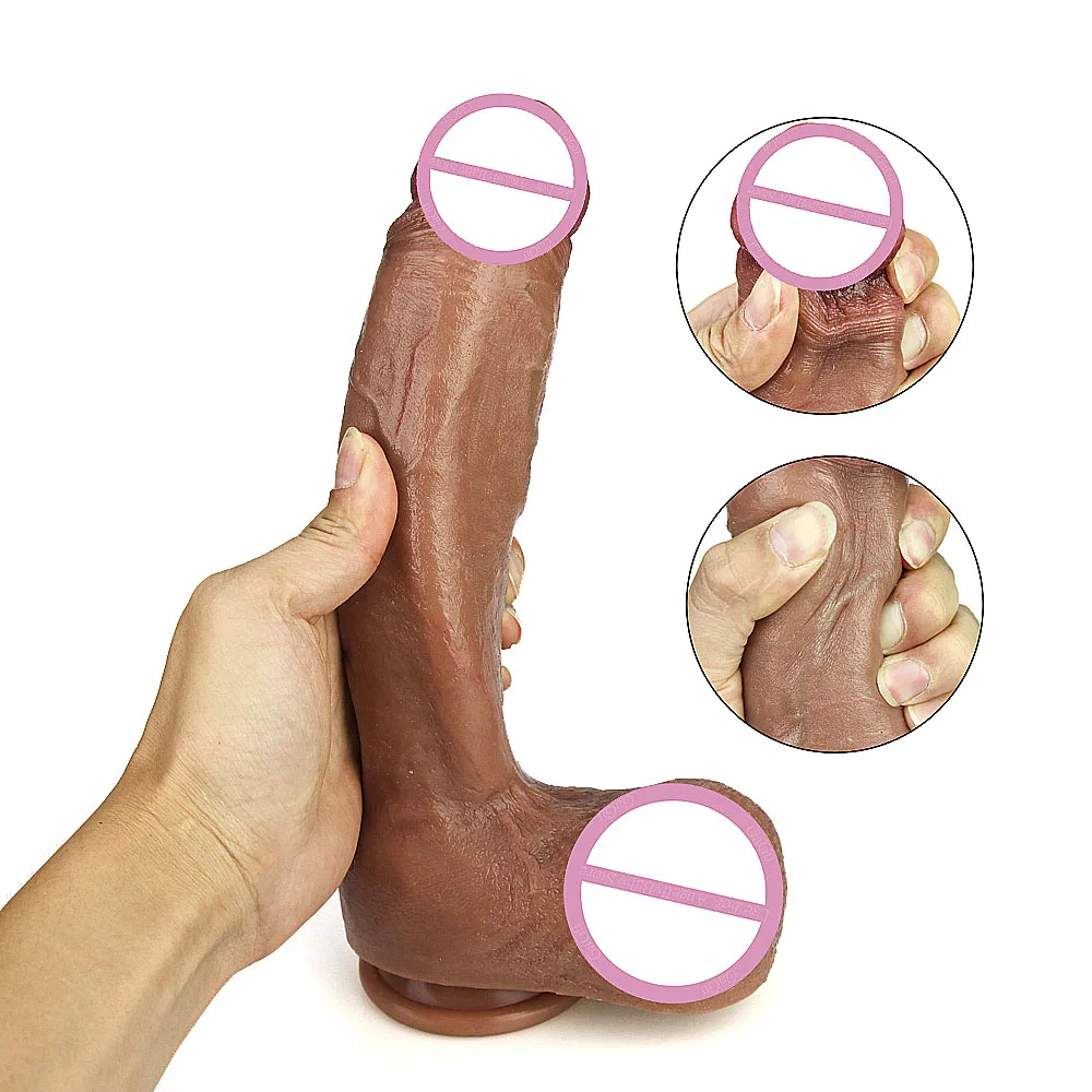 Skin Feeling Realistic Penis Soft Sexy Huge Dildo Female Masturbator Double-layer Silicone Suction Cup Dildos for Women Big Dick