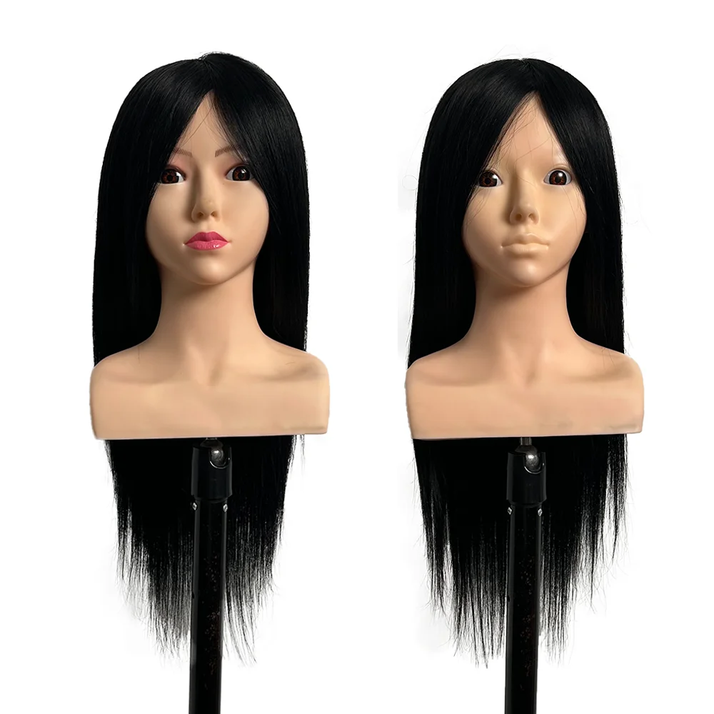 

Professional 95% Human Hair Mannequin Head with Shoulders – for Hairstyling Training, Braiding, Curling & Hair Design Practice
