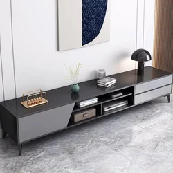 Soporte de almacenamiento para Tv, mueble minimalista de lujo, mueble de sala de estar, color negro