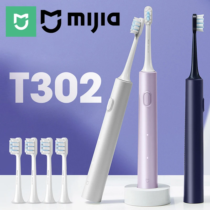 

Электрическая звуковая зубная щетка MIJIA T302, срок службы батареи 150 дней, 4 режима, 4 насадки, USB-зарядка, отбеливающая зубная щетка