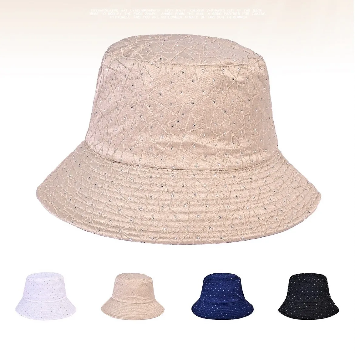 Crystal-Embellished Bucket Hat – Korean Oversized Fisherman Cap (2025 Glam Winter Face-Framing Trend)​