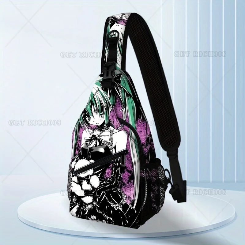 Gothic Anime Art Adjustable Crossbody Sling Bag Unisex Sporty Chest Back Pack for Outdoor Hiking, Travel, Casual Use Durable