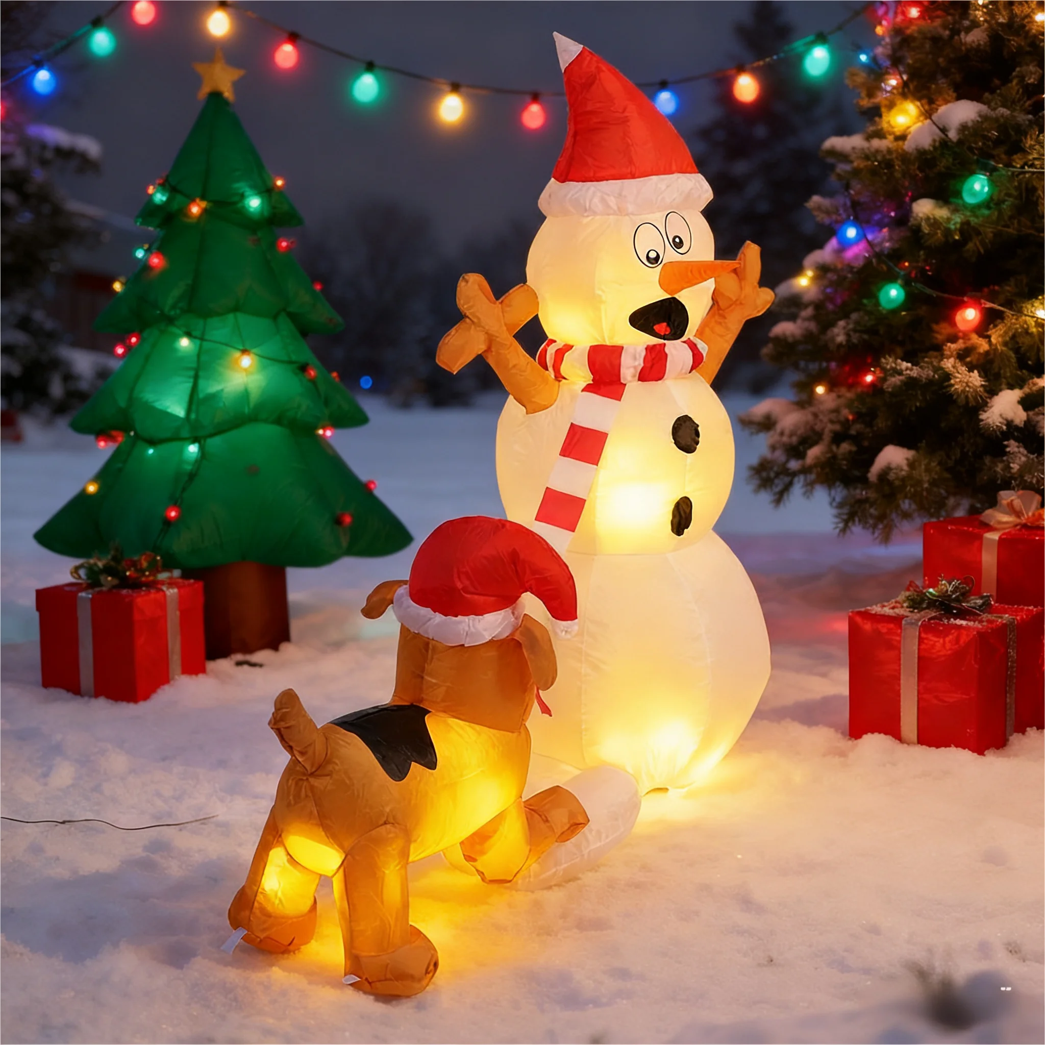 Pupazzo di neve gonfiabile da - Christmas Lights Outdoor recensione e prezzo