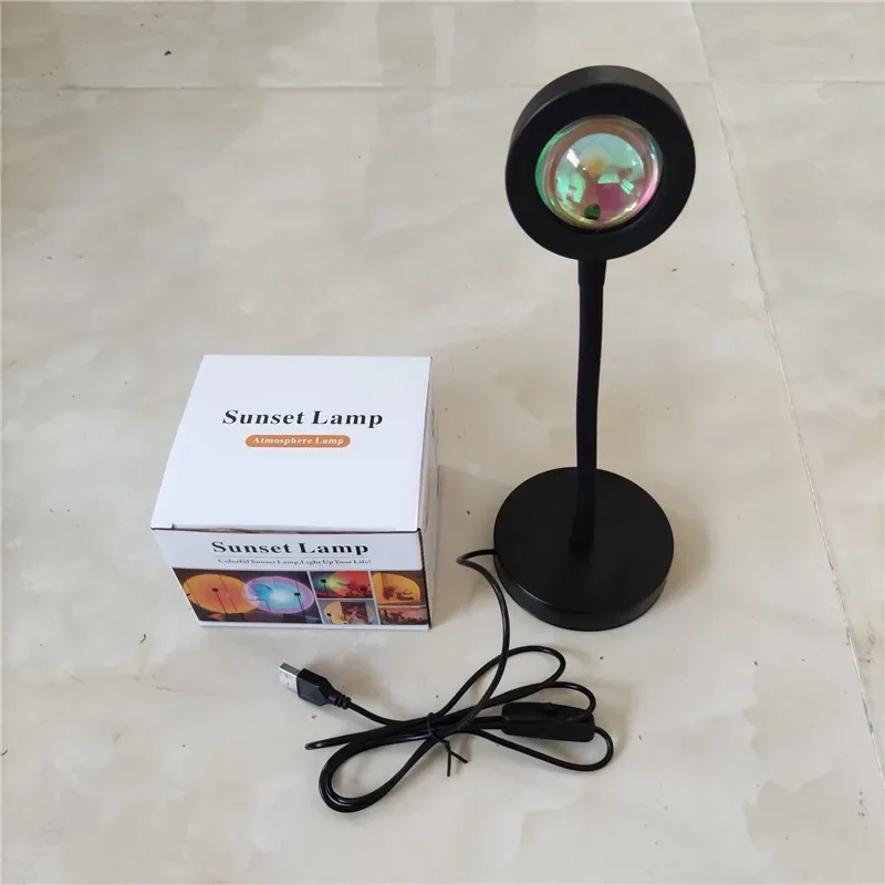 USB Sunset Projection Lamp Rainbow Atmosphere Night Light Sunset Light For Bedroom Room Decoration Background Wall 4 Color In 1
