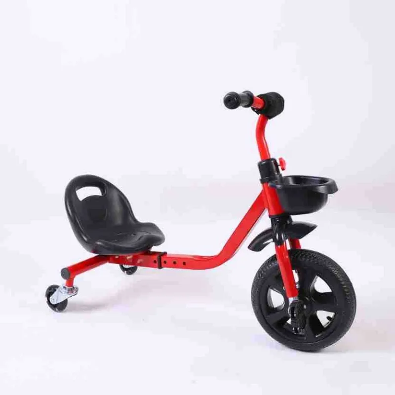 Square kart children's 360-degree rotation, four-speed adjustment, tail-flicking car LED three-wheel drift car