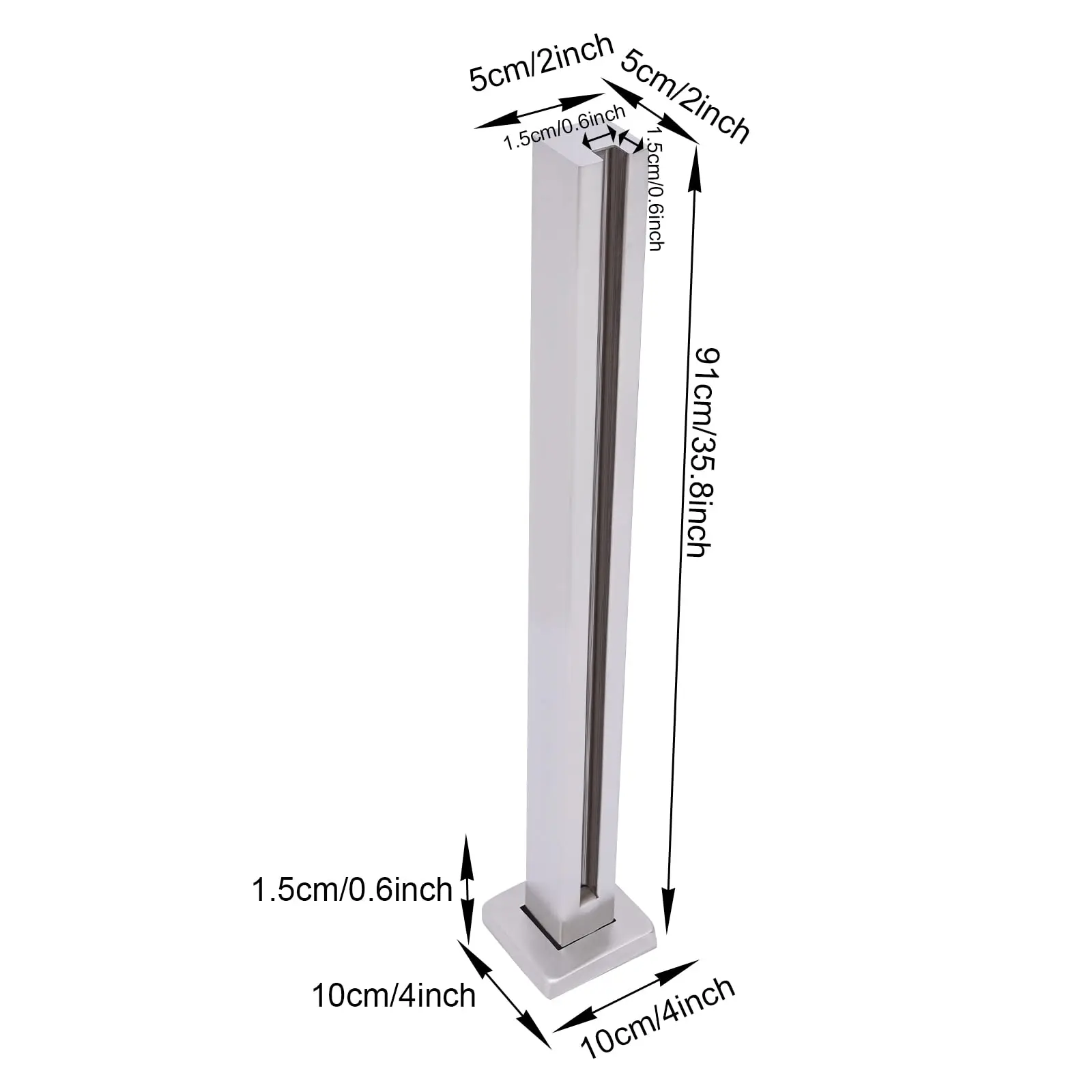 Poste de barandilla de vidrio Poste de barandilla de vidrio resistente 35.8 '' Poste de extremo 304 Cubierta de balcón de acero inoxidable Cemento P