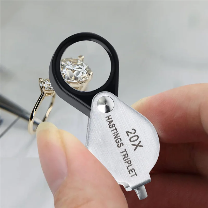 Lupa triplete para joyeros, Mini lupa plegable fresca 20X con lente de 12Mm, cristal para joyería