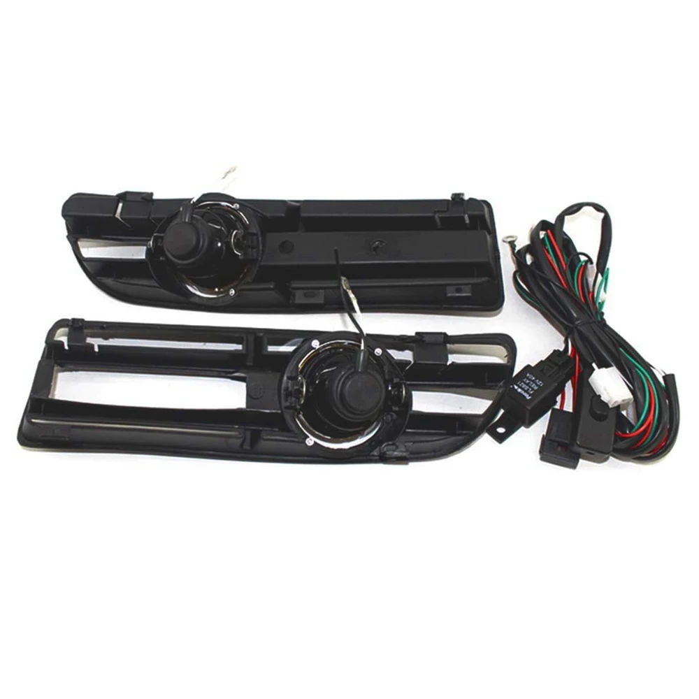 Front Bumper Grill Yellow Fog Light for -Mk4 Golf 1998-2004 with LED Fog Lamp Day Running Light (black)